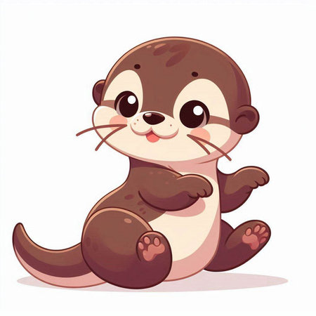 Cute little otter sitting on white background. Vector illustration.のイラスト素材