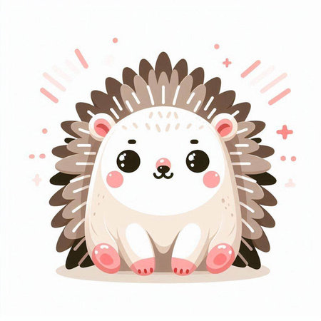 Cute cartoon hedgehog. Vector illustration isolated on white background.のイラスト素材