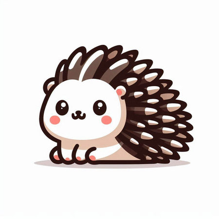 Cute cartoon hedgehog isolated on white background. Vector illustration.のイラスト素材