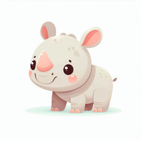 Cute baby rhinoceros on white background. Vector illustration.のイラスト素材