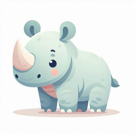 Cute cartoon rhinoceros. Vector illustration for your designのイラスト素材