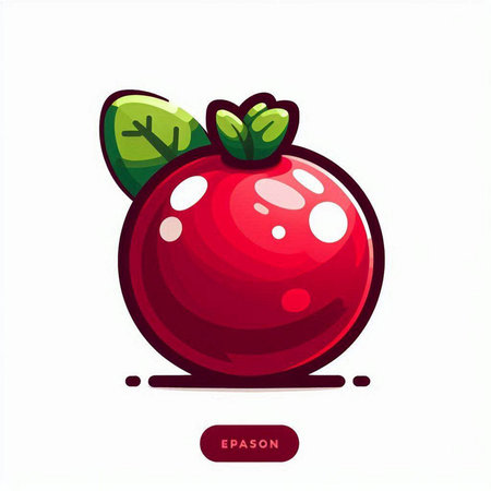 Cute red apple with leaves isolated on white background. Vector illustration.のイラスト素材
