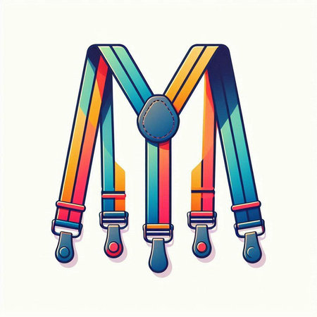 Vector illustration of the letter M with roller skates on white backgroundのイラスト素材