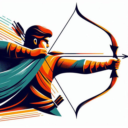 Archer with bow and arrow. Vector illustration of archery.のイラスト素材