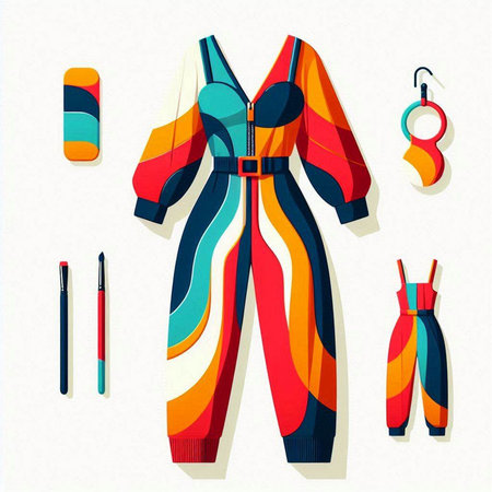 Fashionable women's jumpsuit. Vector illustration of a fashionable jumpsuit.のイラスト素材