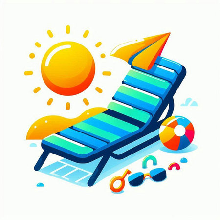 Beach chair with sun lounger. Isometric vector illustration.のイラスト素材