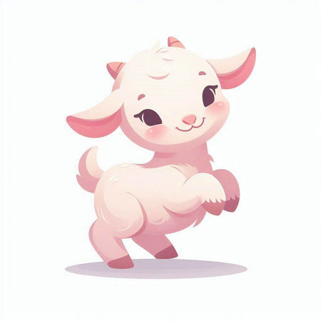 Cute cartoon goat isolated on a white background. Vector illustration.のイラスト素材
