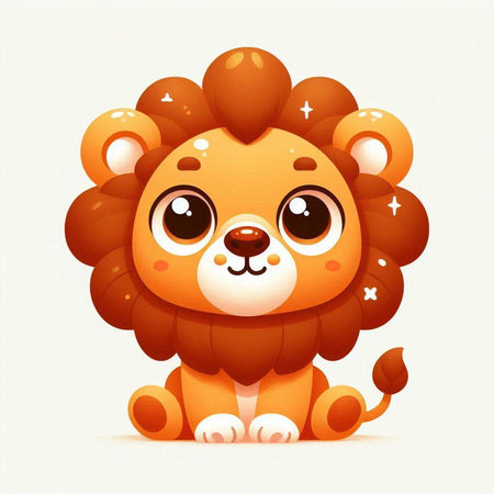 Cute cartoon lion on white background. Vector illustration for your designのイラスト素材