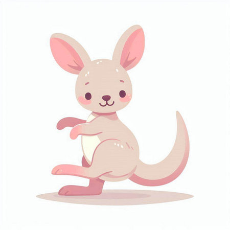 Kangaroo. Cute cartoon kangaroo. Vector illustration.のイラスト素材
