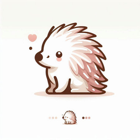 Cute cartoon hedgehog on a white background. Vector illustration.のイラスト素材