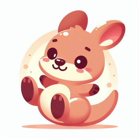 Cute kangaroo sitting on a plate. Vector illustration.のイラスト素材