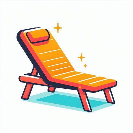 Illustration of a deck chair isolated on a white background - vectorのイラスト素材