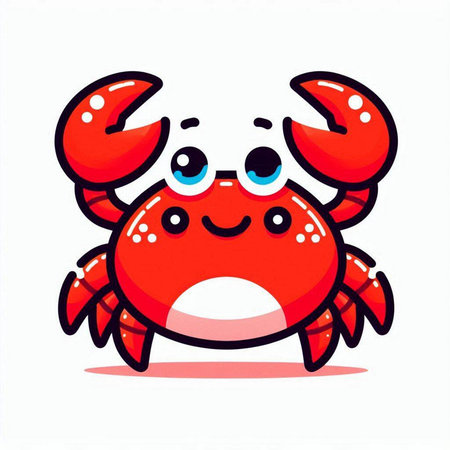 Cute cartoon crab on white background. Vector illustration of a crab.のイラスト素材