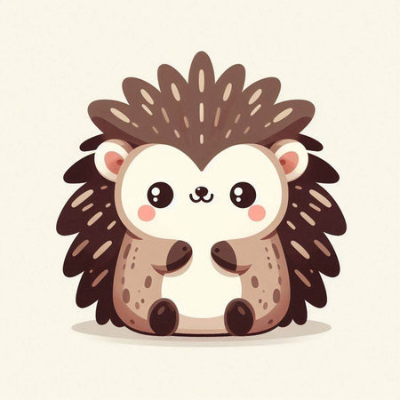 Cute cartoon hedgehog. Vector illustration on a white background.のイラスト素材