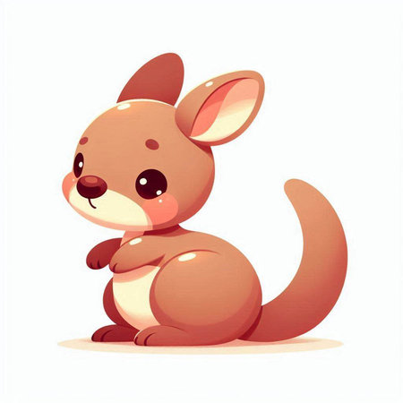 Cute kangaroo sitting on the ground. Vector illustration.のイラスト素材