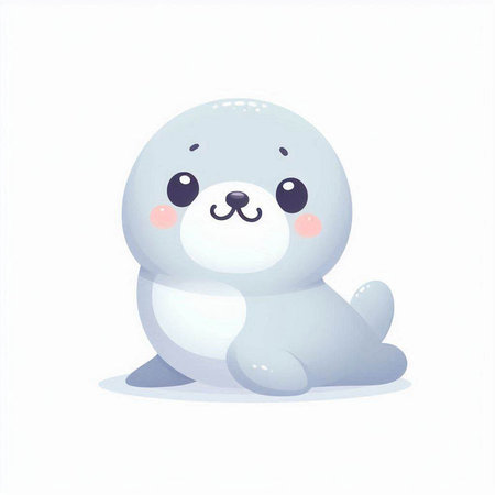 Cute baby seal on white background. Vector illustration in cartoon style.のイラスト素材