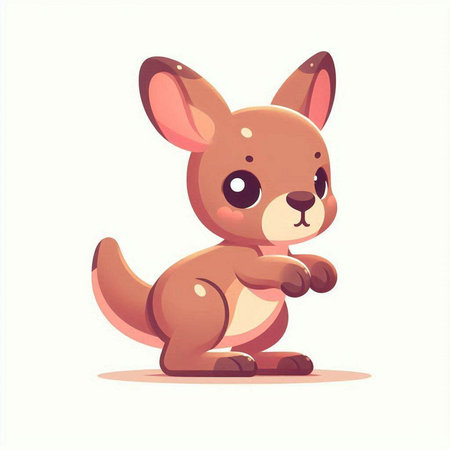 Cute cartoon kangaroo isolated on white background. Vector illustration.のイラスト素材
