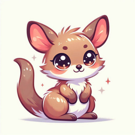 Cute kangaroo cartoon vector illustration. Cute kangaroo character.のイラスト素材