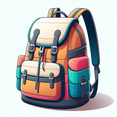 Illustration of a backpack on a white background, vector illustration.のイラスト素材