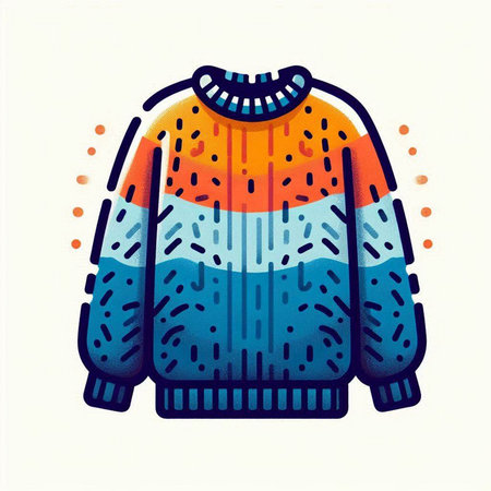 Winter knitted sweater. Hand drawn vector illustration in doodle style.のイラスト素材