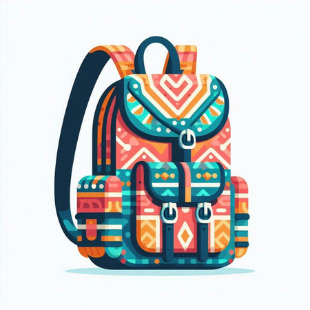 Vector illustration of a colorful backpack on a white background. Back to school concept.のイラスト素材
