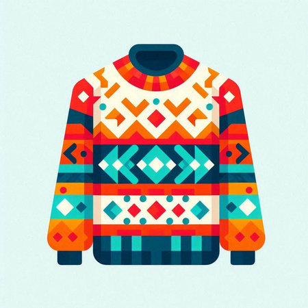 Vector illustration of a sweater with a geometric pattern. Winter clothes.のイラスト素材
