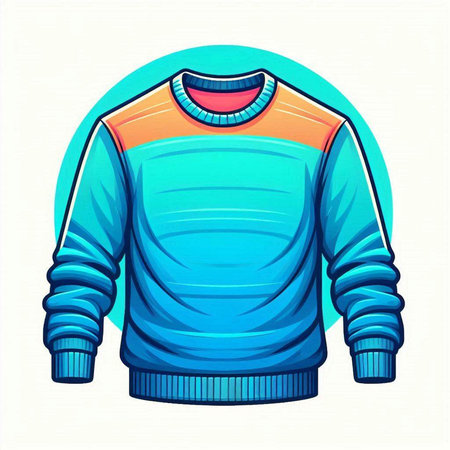 Vector illustration of a blue sweater with a hood on a white backgroundのイラスト素材