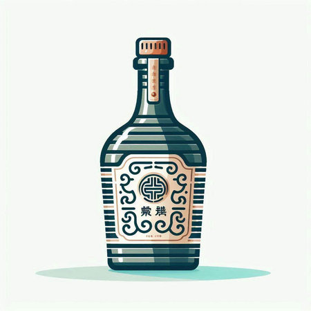 Chinese New Year wine bottle. Vector illustration in a flat style.のイラスト素材