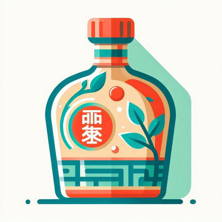 Illustration of a bottle of tequila in a flat style.のイラスト素材