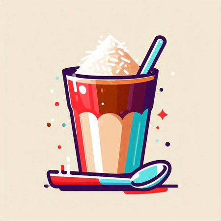 Coffee with whipped cream in a glass. Vector illustration.のイラスト素材