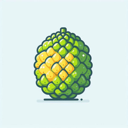 Custard apple icon. Cute hand drawn style vector illustration.のイラスト素材
