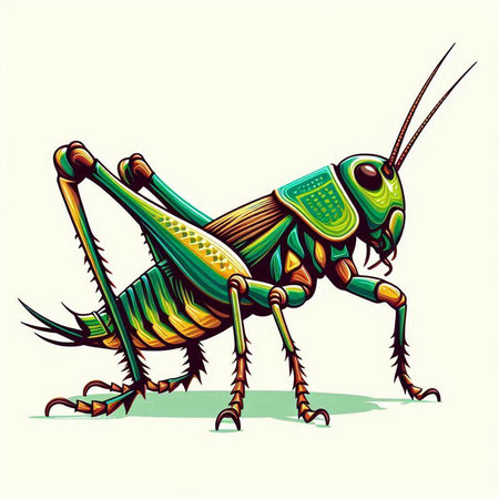 Green grasshopper. Vector illustration of a grasshopper.のイラスト素材