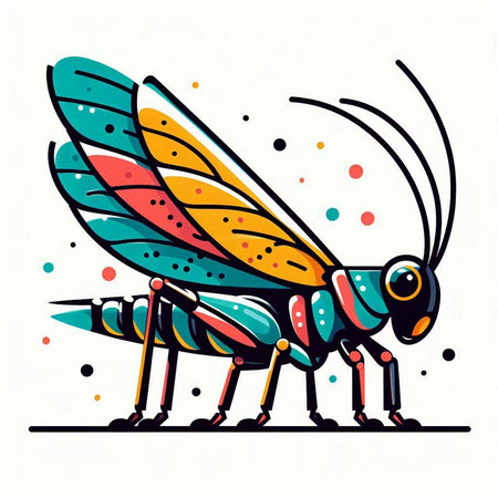 Vector illustration of grasshopper. Hand drawn doodle sketch.のイラスト素材