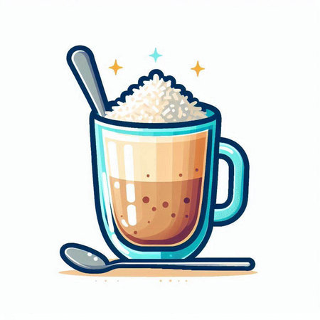 Cup of coffee with milk and sugar. Vector illustration in cartoon style.のイラスト素材