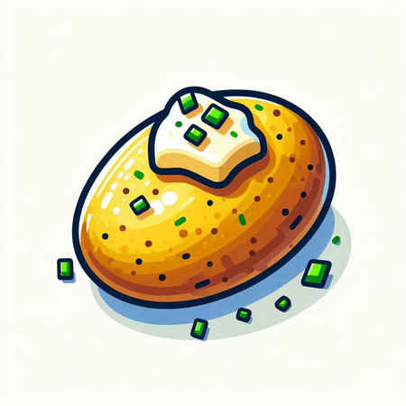 Illustration of a fresh baked bread with cheese on a white backgroundのイラスト素材