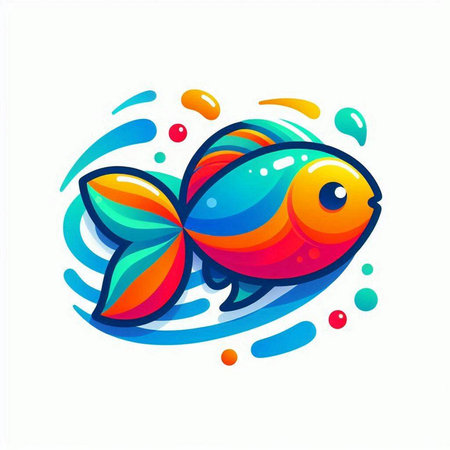 Illustration of colorful cartoon fish on white background. Vector illustration.のイラスト素材