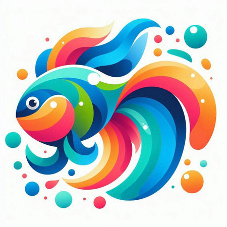 abstract colorful fish on a white background, vector illustration, eps10のイラスト素材