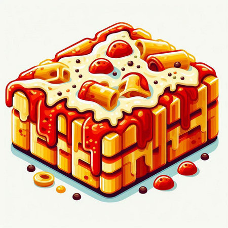 Illustration of a cake with strawberry jam on a white background.のイラスト素材
