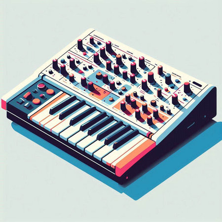 Electronic synthesizer. Vector illustration of an electronic synthesizer.のイラスト素材