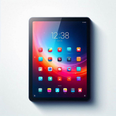 Tablet PC with colorful buttons on white background. Vector illustration.のイラスト素材