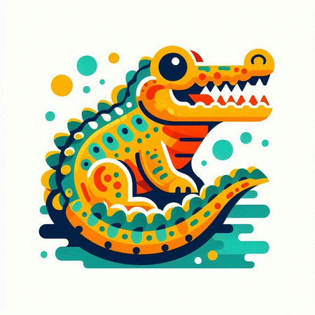Crocodile vector illustration. Cute crocodile icon.のイラスト素材