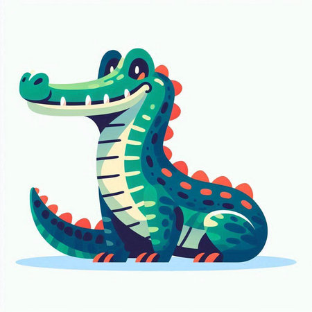 Crocodile vector illustration. Cute cartoon crocodile.のイラスト素材