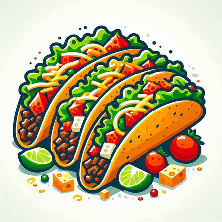 Vector illustration of a mexican hot dog with vegetables and spicesのイラスト素材