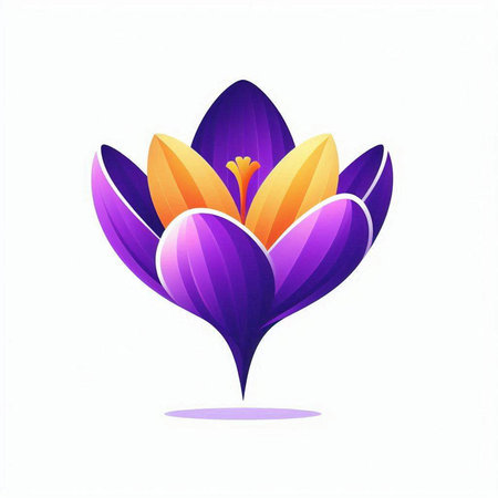 Purple crocus flower isolated on white background. Vector illustration.のイラスト素材