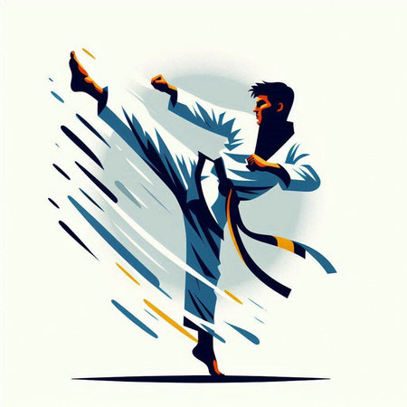 Martial arts vector illustration. Karate or taekwondo.のイラスト素材