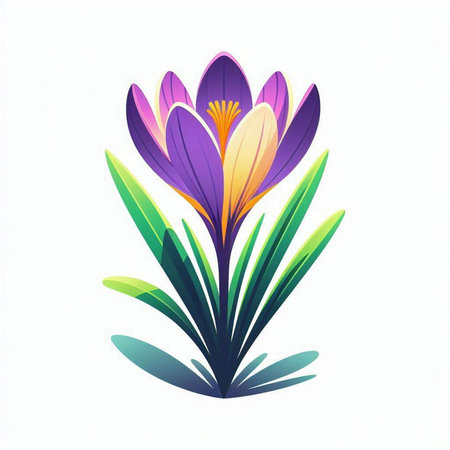 Beautiful crocus flower on a white background. Vector illustration.のイラスト素材