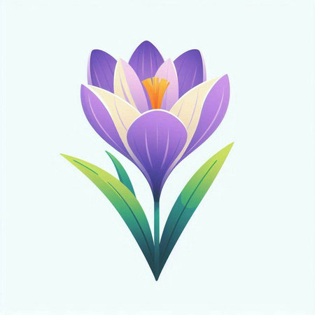 Spring crocus flower. Hand drawn vector illustration in retro style.のイラスト素材