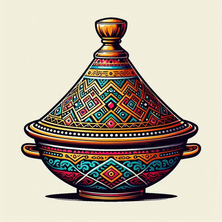 Ceramic pot with ethnic ornament. Hand drawn vector illustration.のイラスト素材