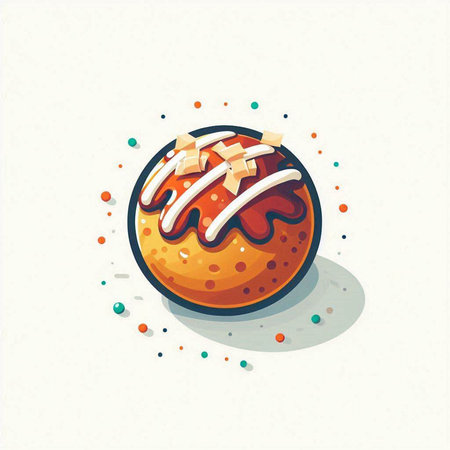 Vector illustration of a donut with glaze and sprinkles.のイラスト素材
