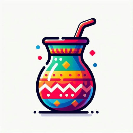 Cocktail vector icon. Colorful flat illustration of summer drink.のイラスト素材